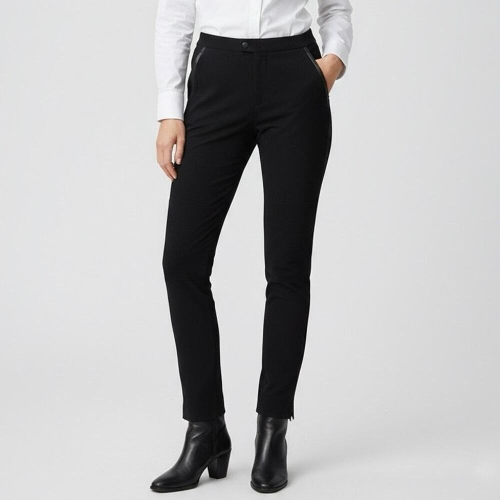 Rag & Bone Black Alpine Lamb Leather Trim Ankle Dress Trousers Size 6